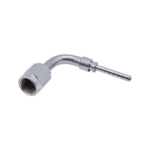 <p>Female swivel  |  wire lock  | 7/16-20 UNF (37 deg DPS)  |  90 deg bend  |  chr</p>