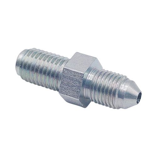 <p>Male-male adapter  |  3/8-24 UNF stud (-03 JIC)  |  M10 x 1.25 stud</p>
